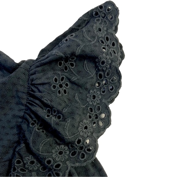 XL Eyelet Ruffle Long-sleeve Dress Dark Gray/Black Dark Cottagecore - Ravencore - Picture 5 of 11